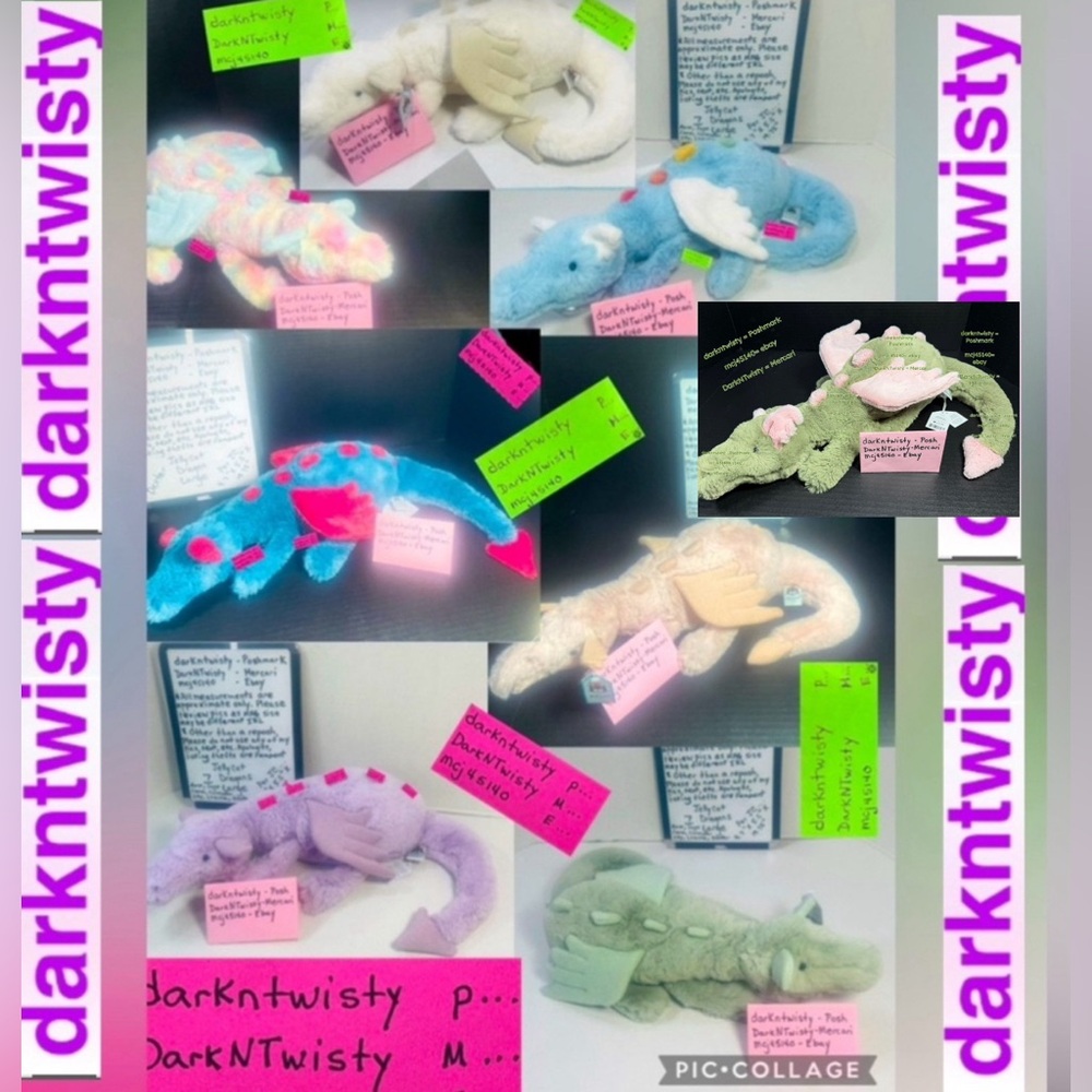 BNWT SET OF 9 JELLYCAT SNOW SAGE LAVENDER ROSE SKY DEXTER LAZULIA MALACHY HEART - Picture 2 of 15